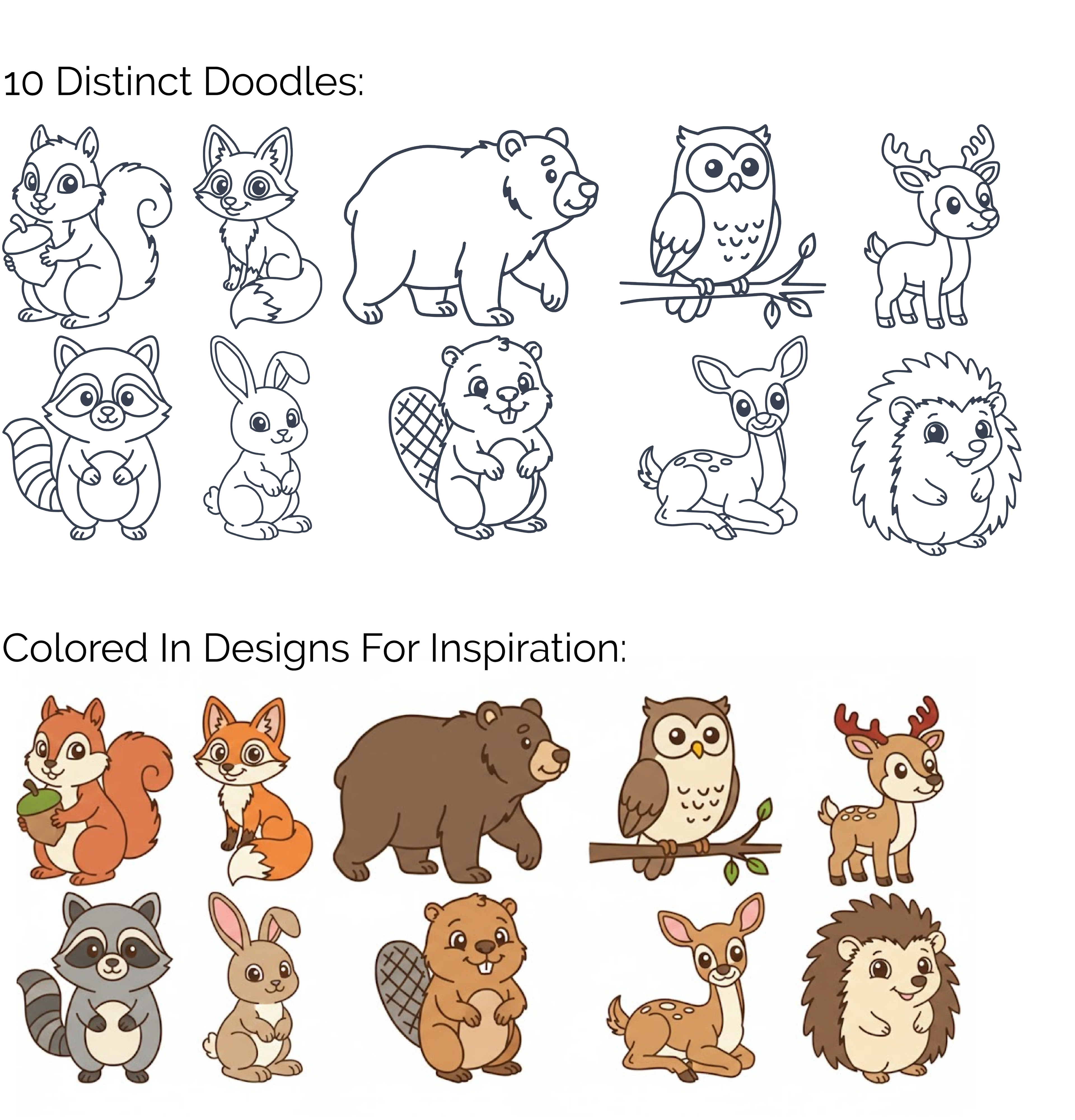 🦊 Woodland Creature Doodle Disc 10-Pack